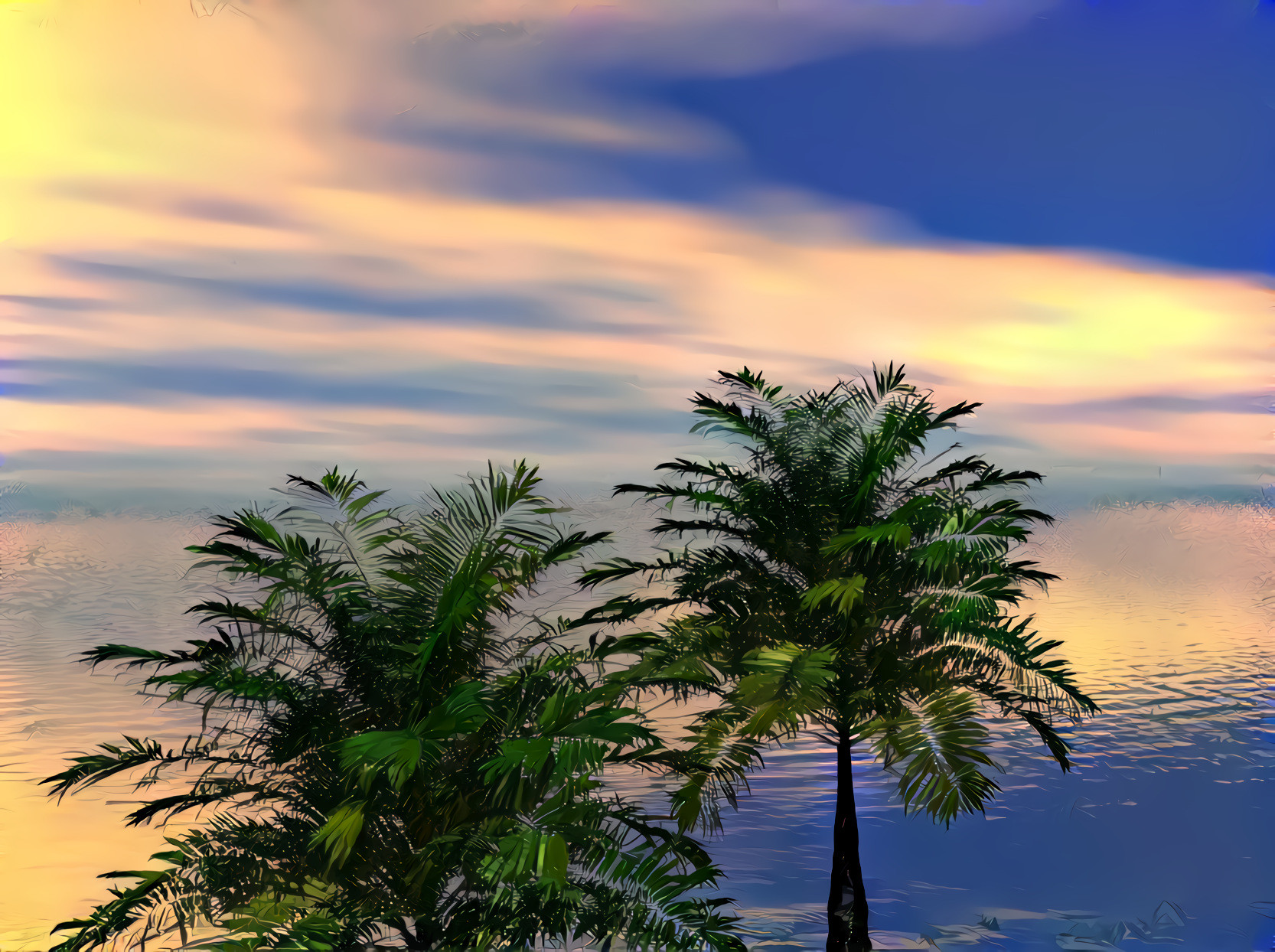 Sea, Sky, Palm Trees