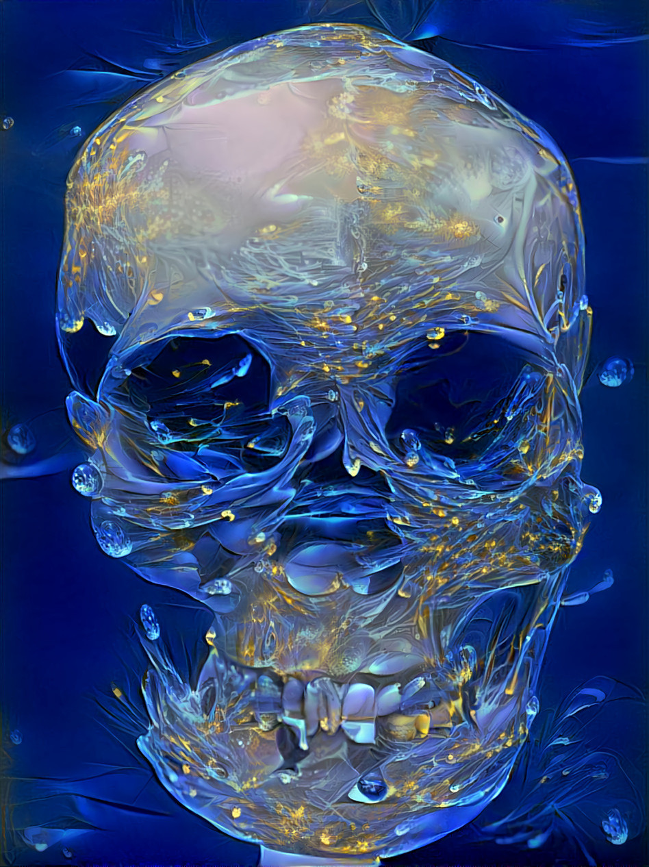 skull retextured ~ blue glass