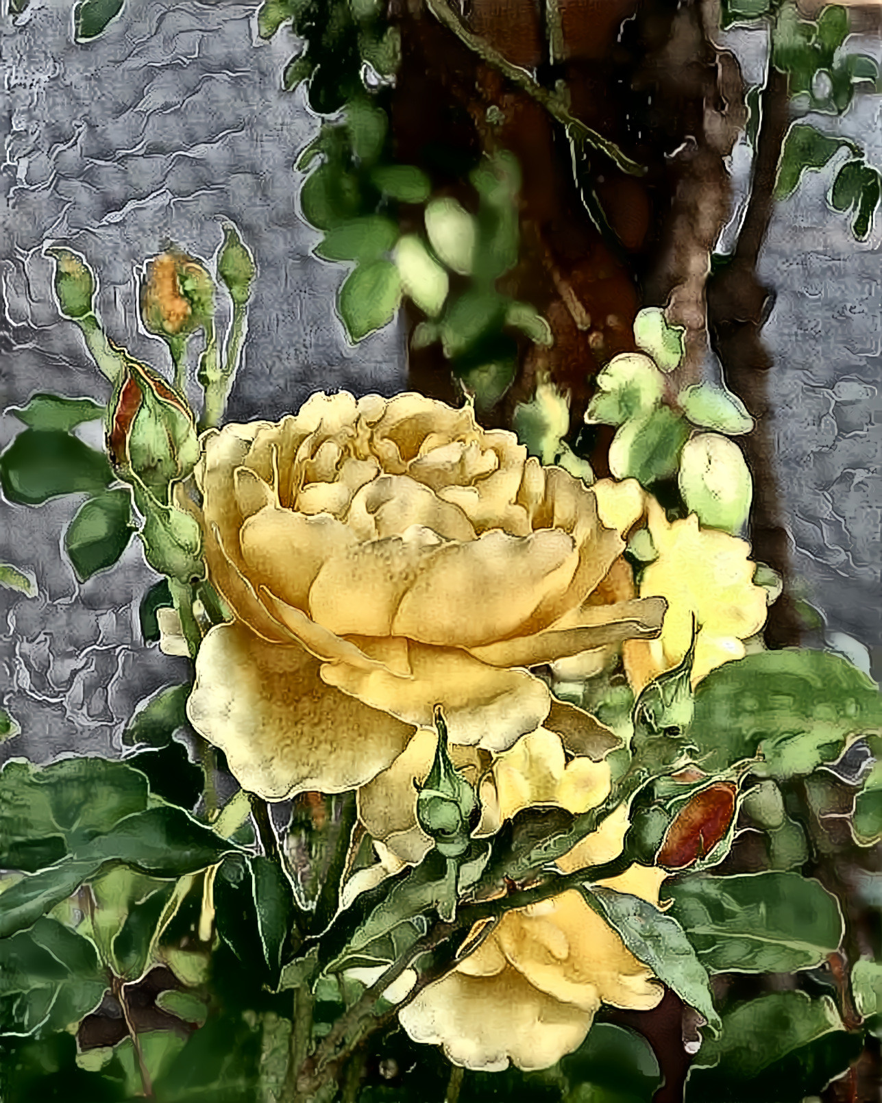 Peace Rose, Dreamt in Cloisonné 