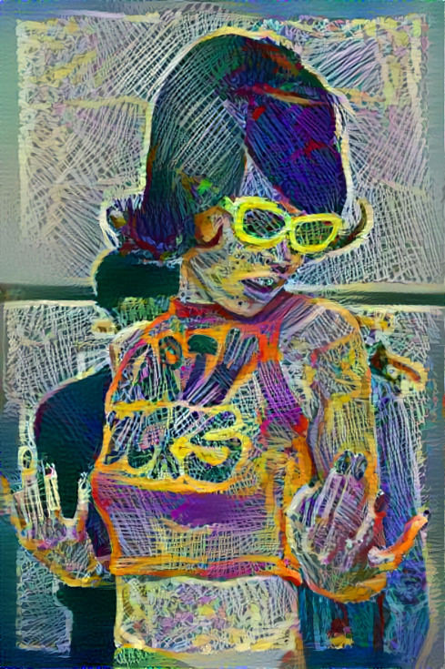 model in sunglasses - colored string & yarn