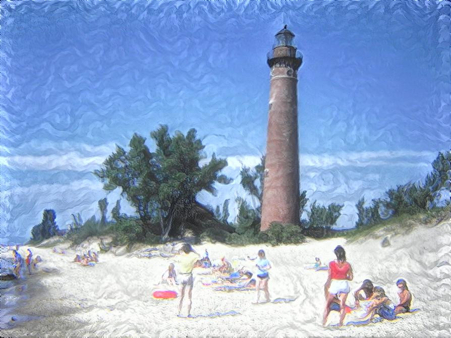 Lighthouse at the Beach - Silver Lake, Michigan