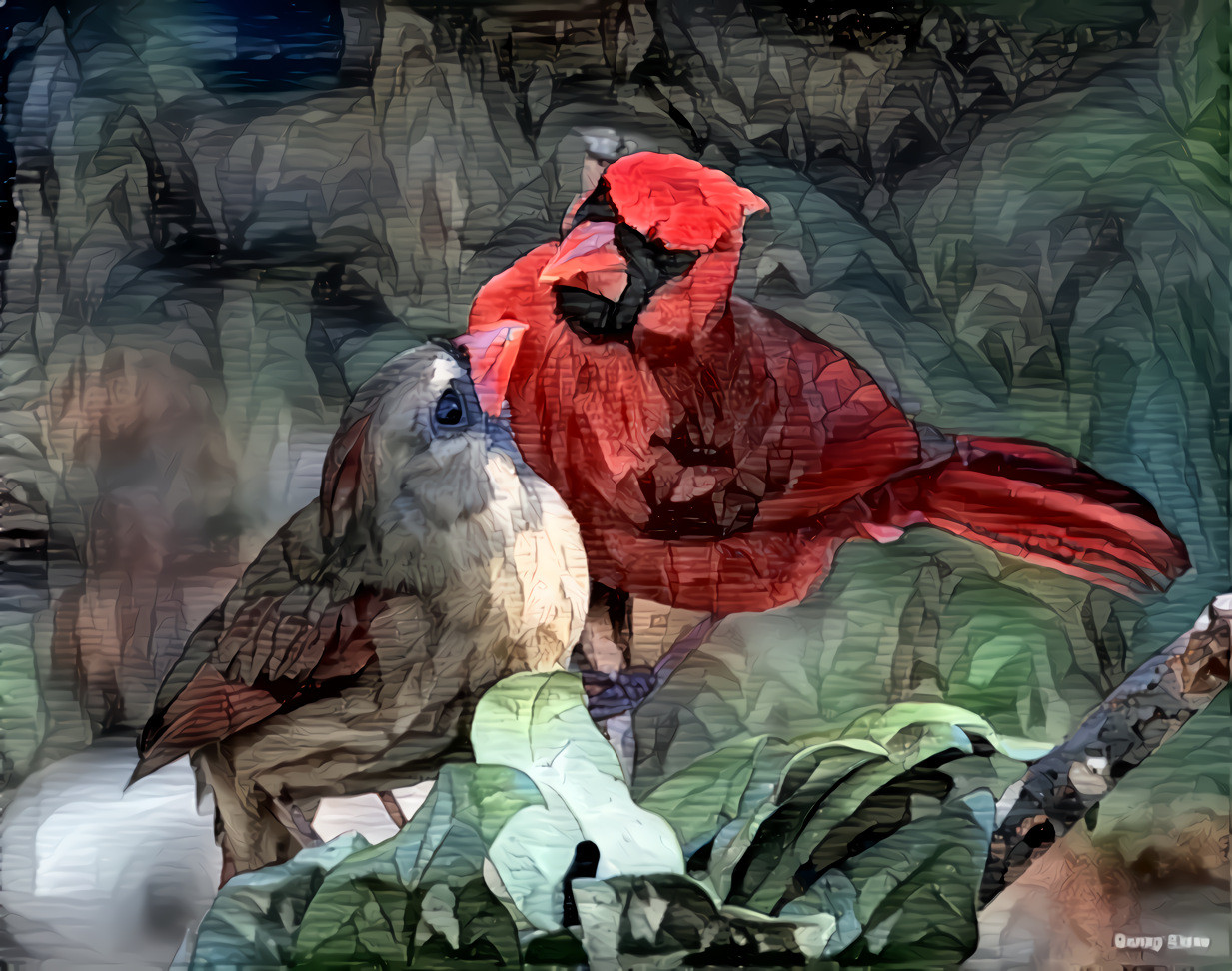 Spring Love - Northern Cardinal Male & Female
