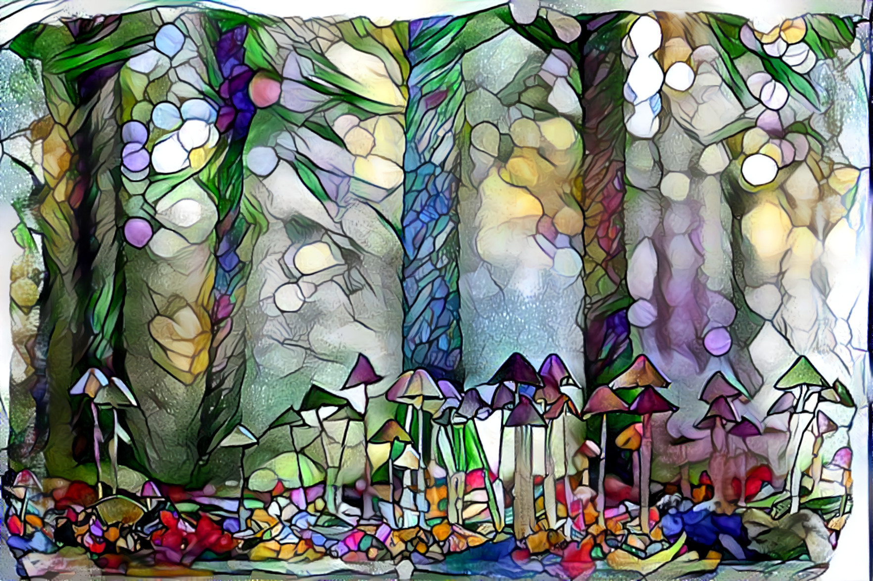 Mushrooms in the Stained Glass Forest - 01
