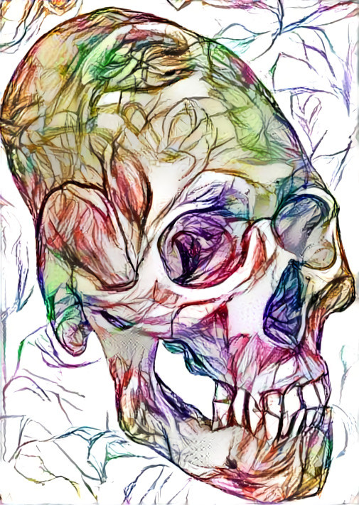 large foreheaded skull - colored pencils