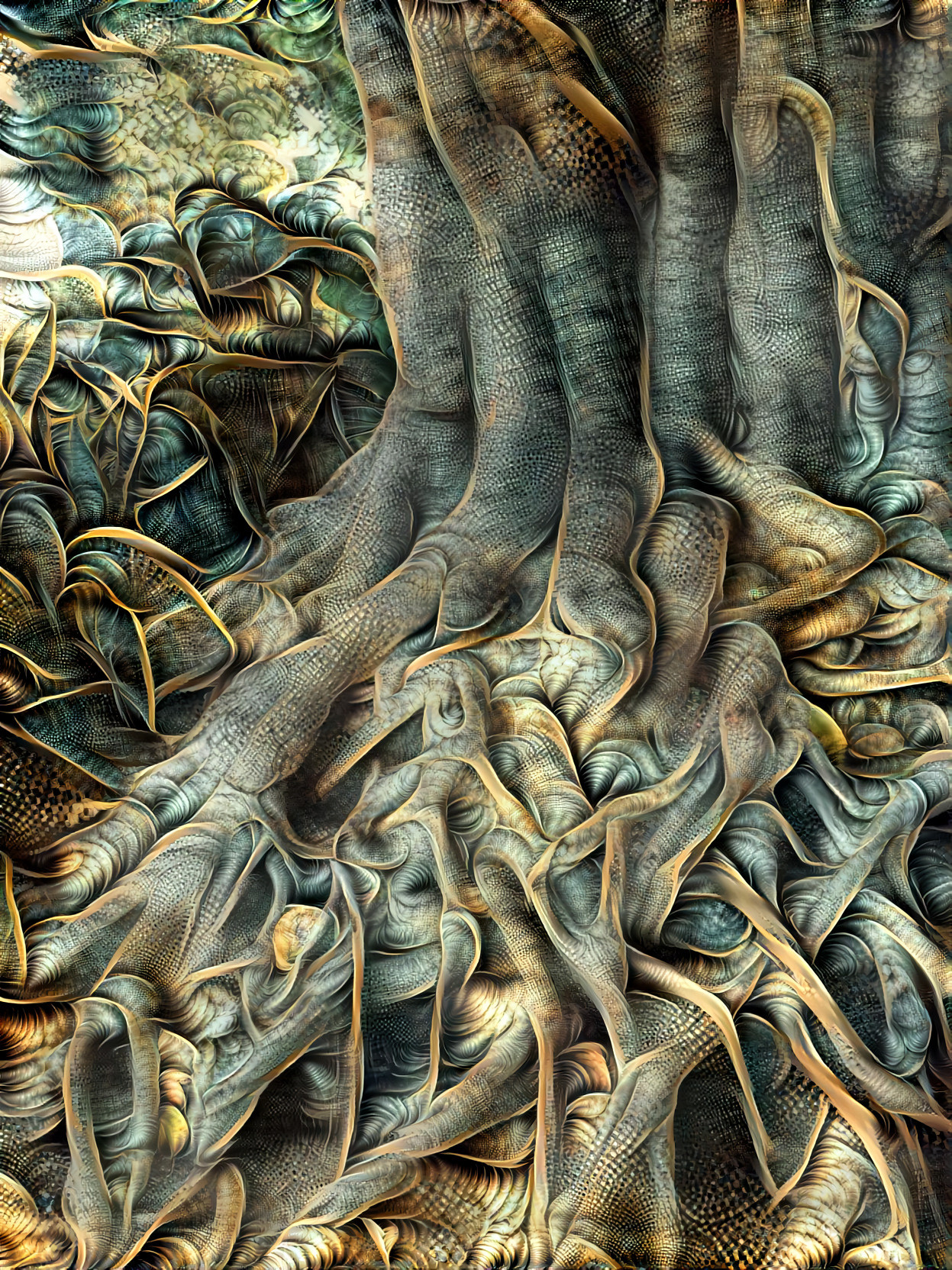 Gold and Silver Tree Roots
