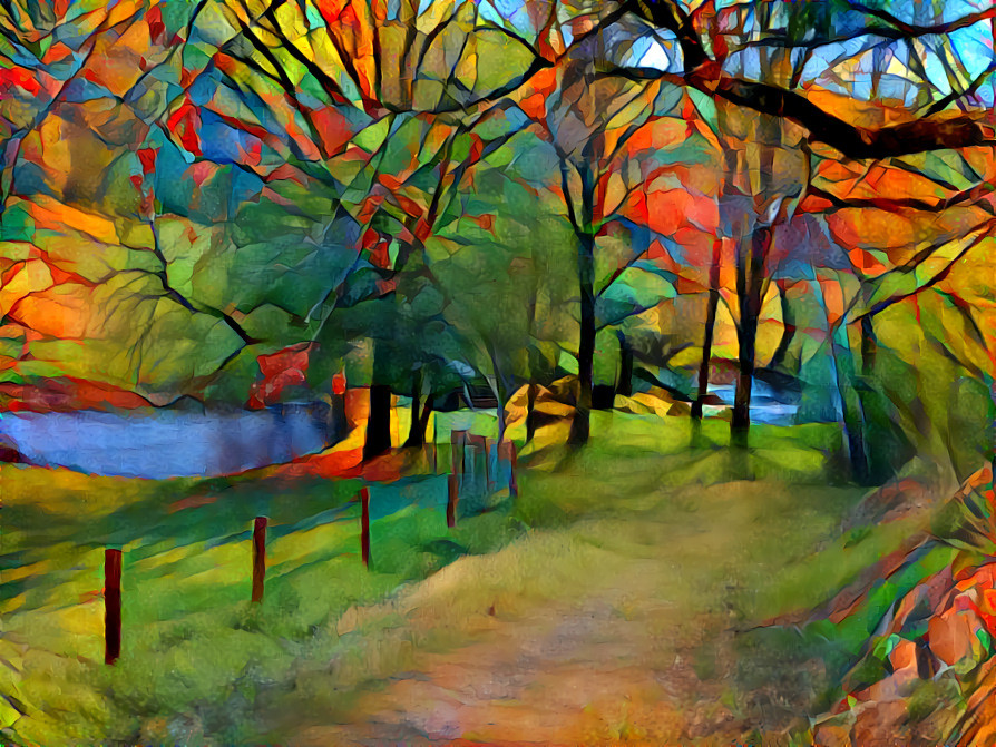 - - - - -  'By the Creuse river, Central France'  - - - - - - - - - - Digital art by Unreal - from own photo.