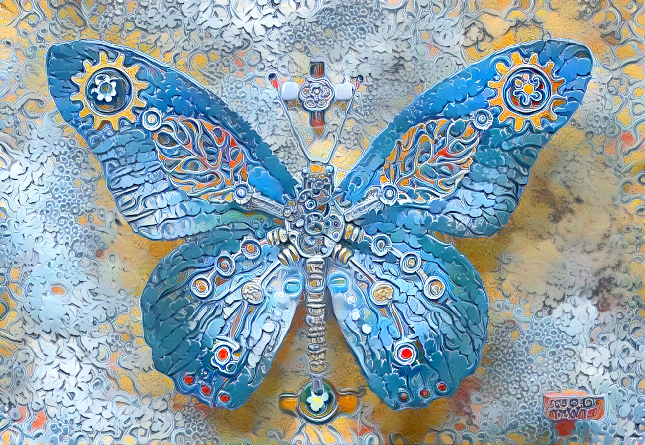 Blue lacy butterfly