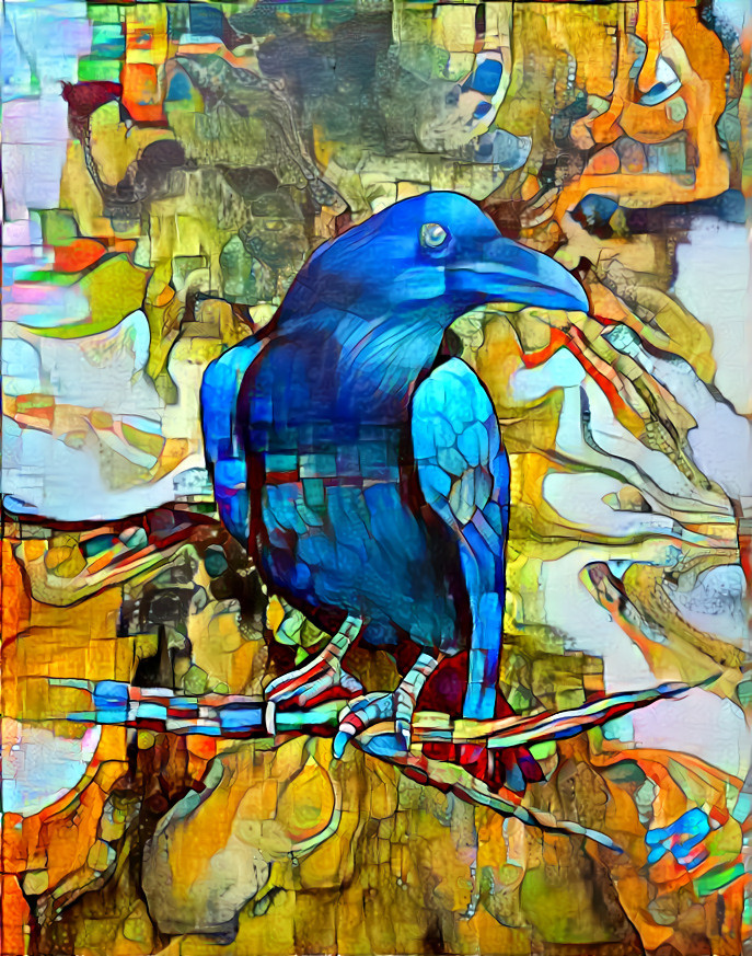 Crow in Glass Mosaic.  (From my painting)