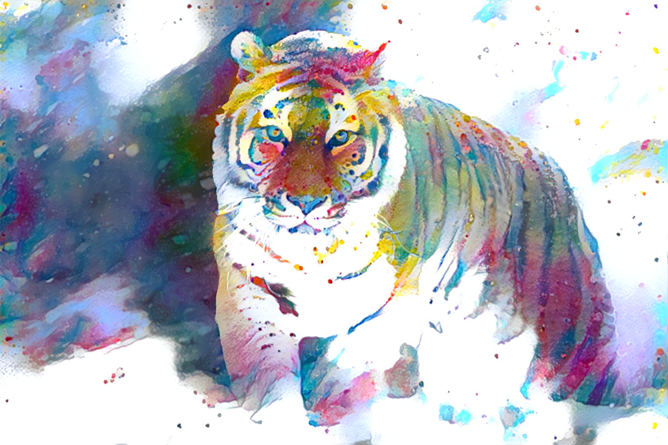 Rainbow Tiger in Rainbow Storm