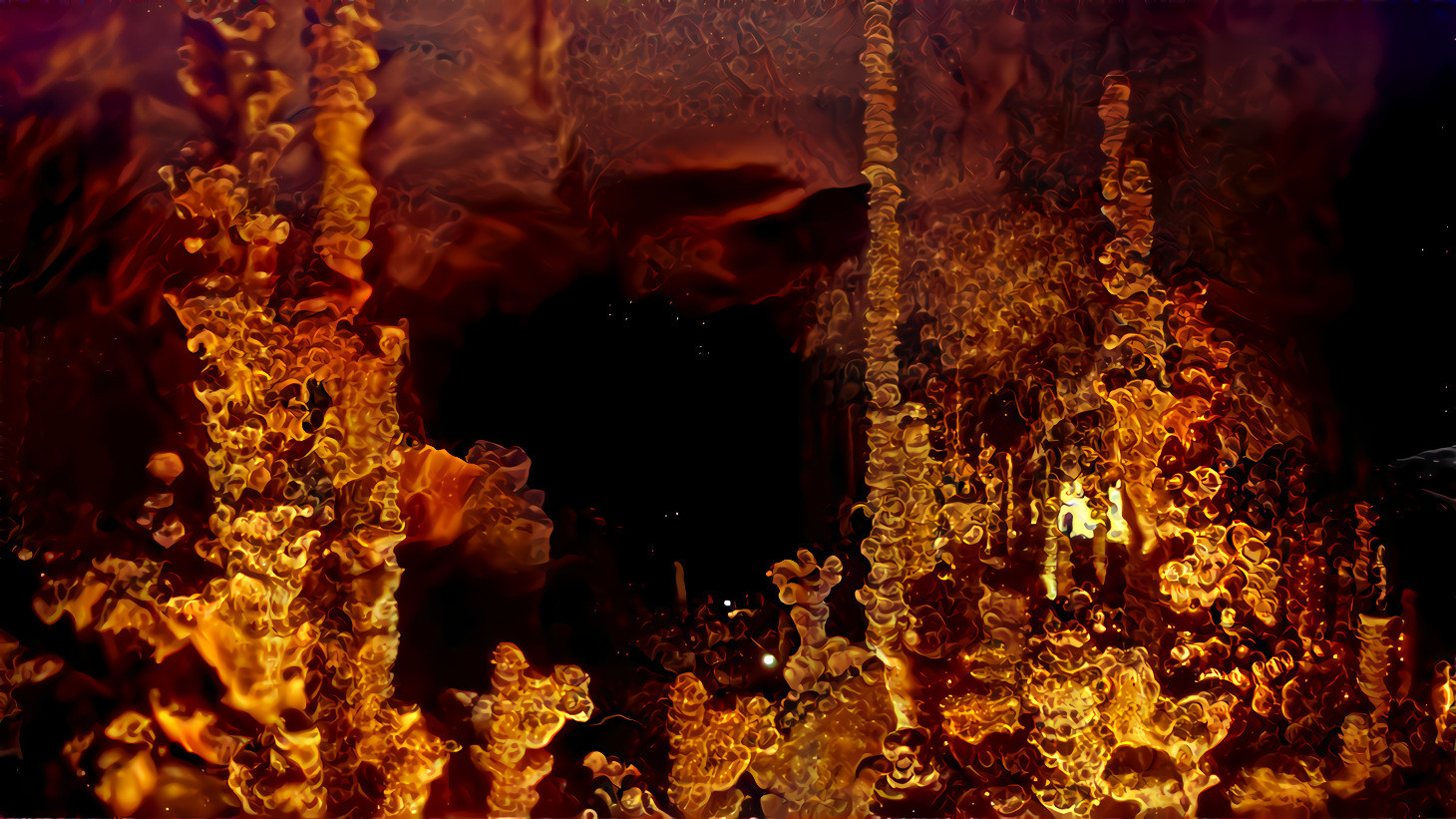stalagmites on fire
