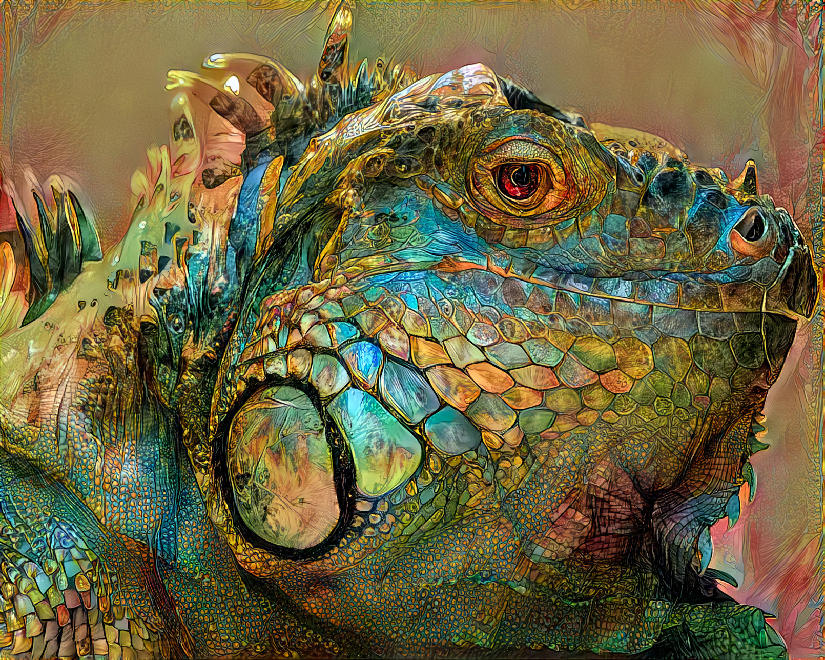 Iguana. Original photograph by Ryan Hyde on Unsplash.