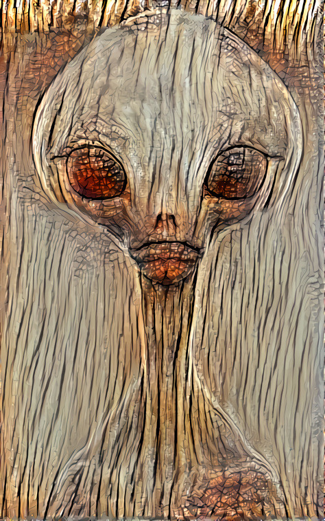 alien, wood grain