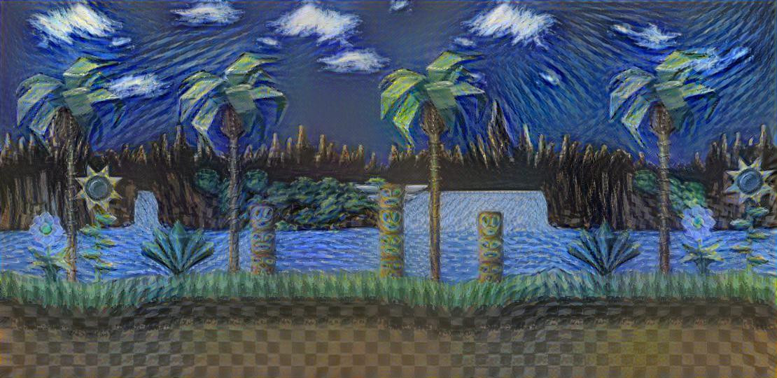 Green Hill Zone in the style of Van Gough