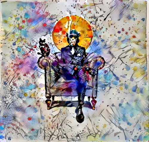 monkey, sunglasses, cigar, leather chair, painting