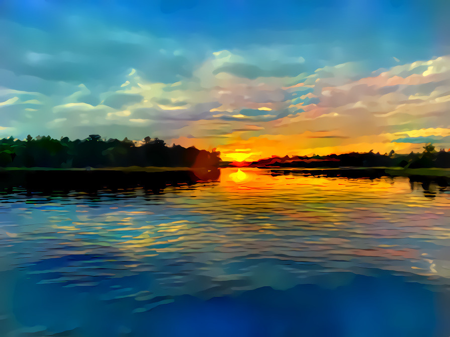 Sunset on the lake - summer