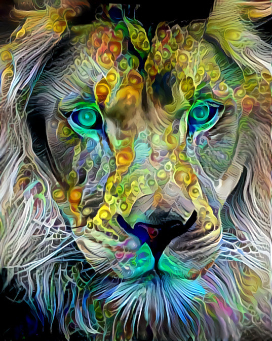 lion, gold, aqua