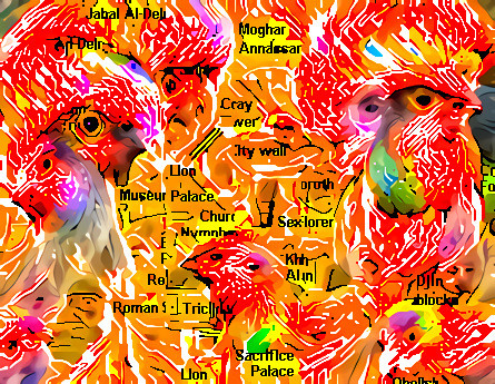 15 variations on a smaller chicken image, in which the chickens healed and reappeared