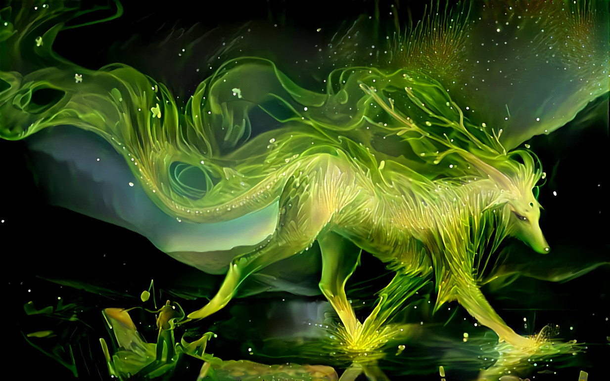 "Swampy phosphorescences" _ source: "Aries walks on water" - artwork by Arcticstar _ (201009)