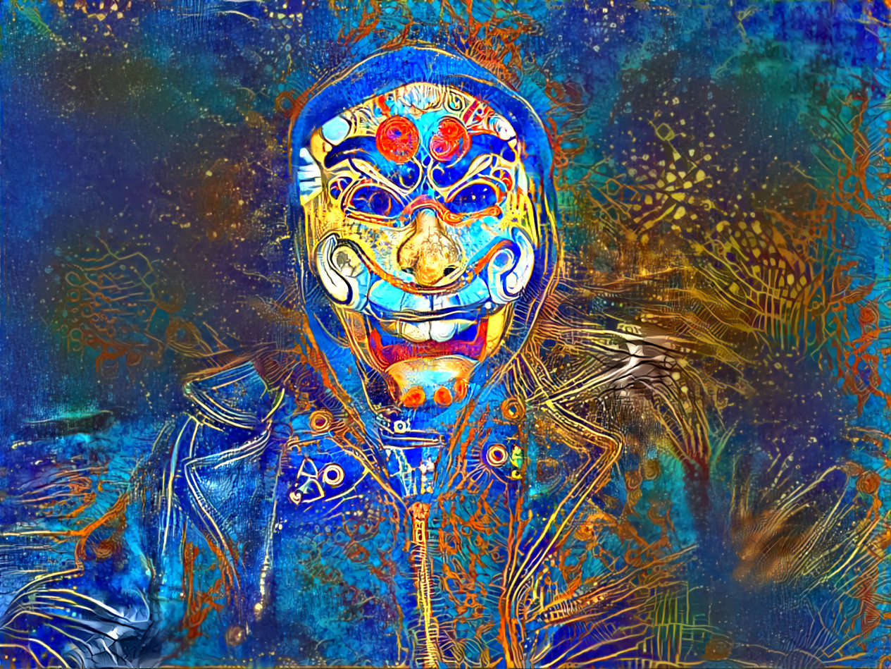 Dark army Mr. Robot mask by Simon Vanderwerf blue
