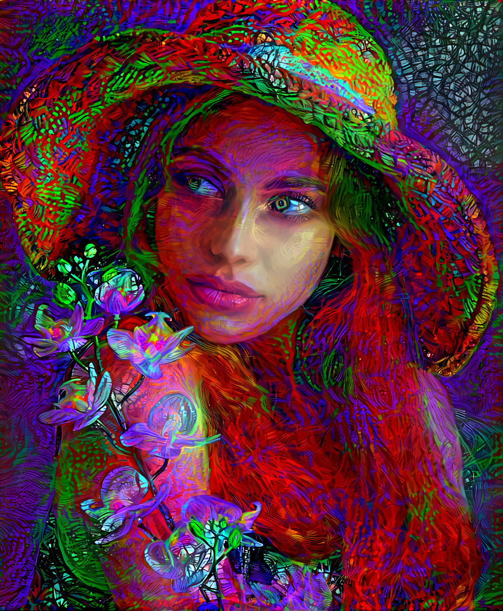 #DDGChallenge - JWildfire Layers style challenge. Girl with Hat (Image by Jerzy Górecki from Pixabay)