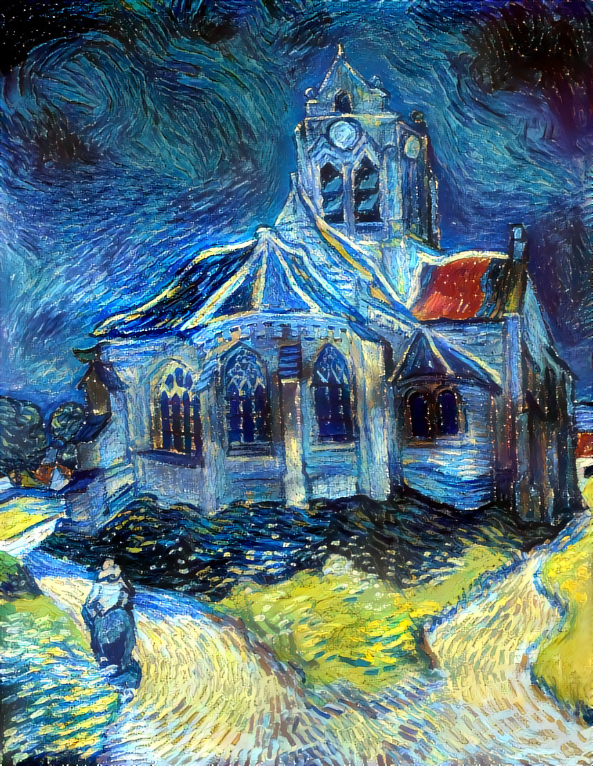 Vincent van Gogh - The Church in Auvers / The Starry Night  - Mashup