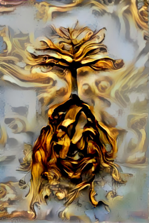tree roots, retextured, gold