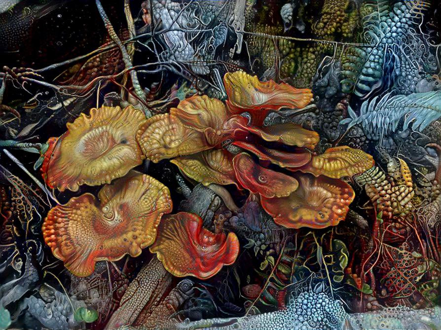 Mushrooms in red