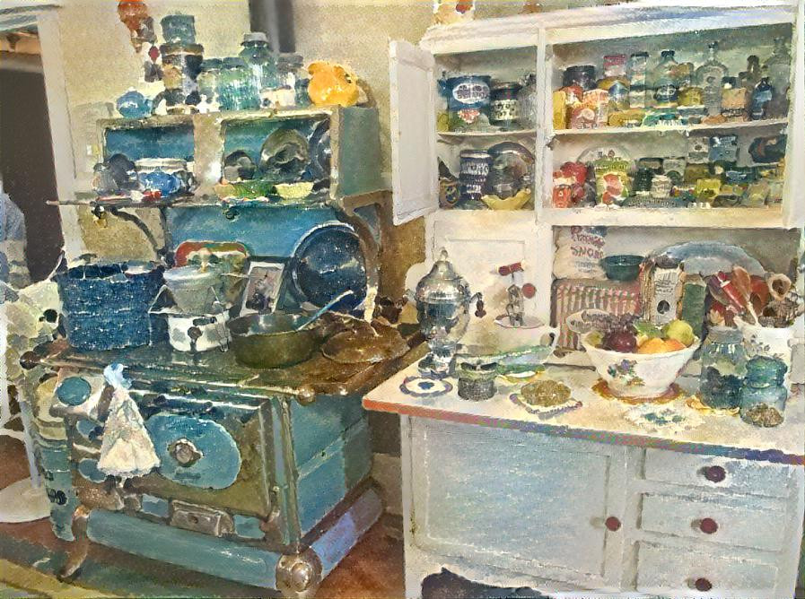 Vintage Kitchen Cabinets and Cooking Stove