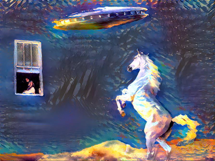 Horse, girl and ufo