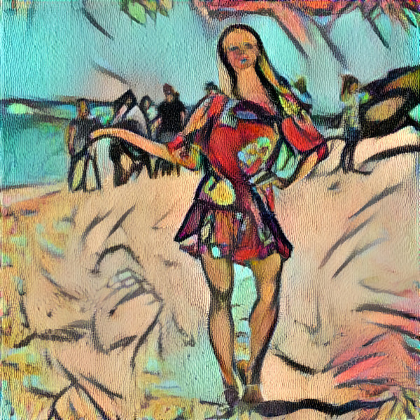 nikki glaser poses on beach - canvas texture