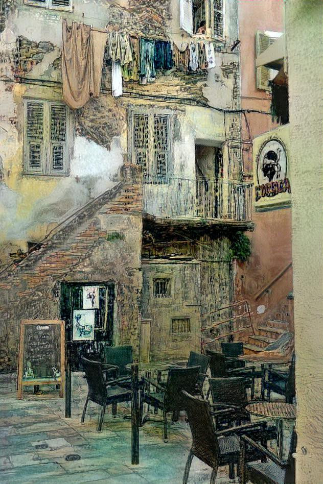 Bastia, Corsica. Style artwork by Nicolas de Crecy