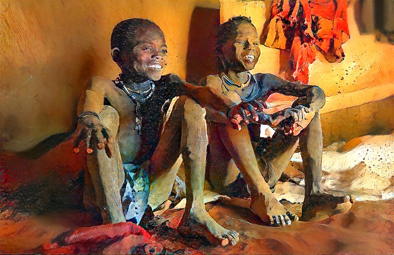 Two happy Himba children from Namibia.