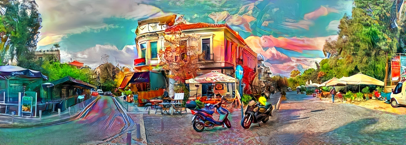 "2 Streets Athens Greece" - by Unreal, own photo.