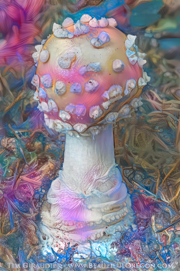mushroom, pink, blue