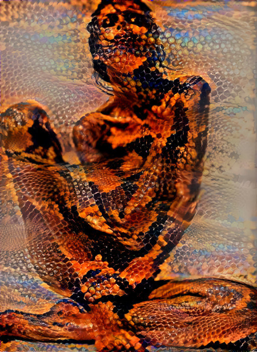model sitting ~ snake skin