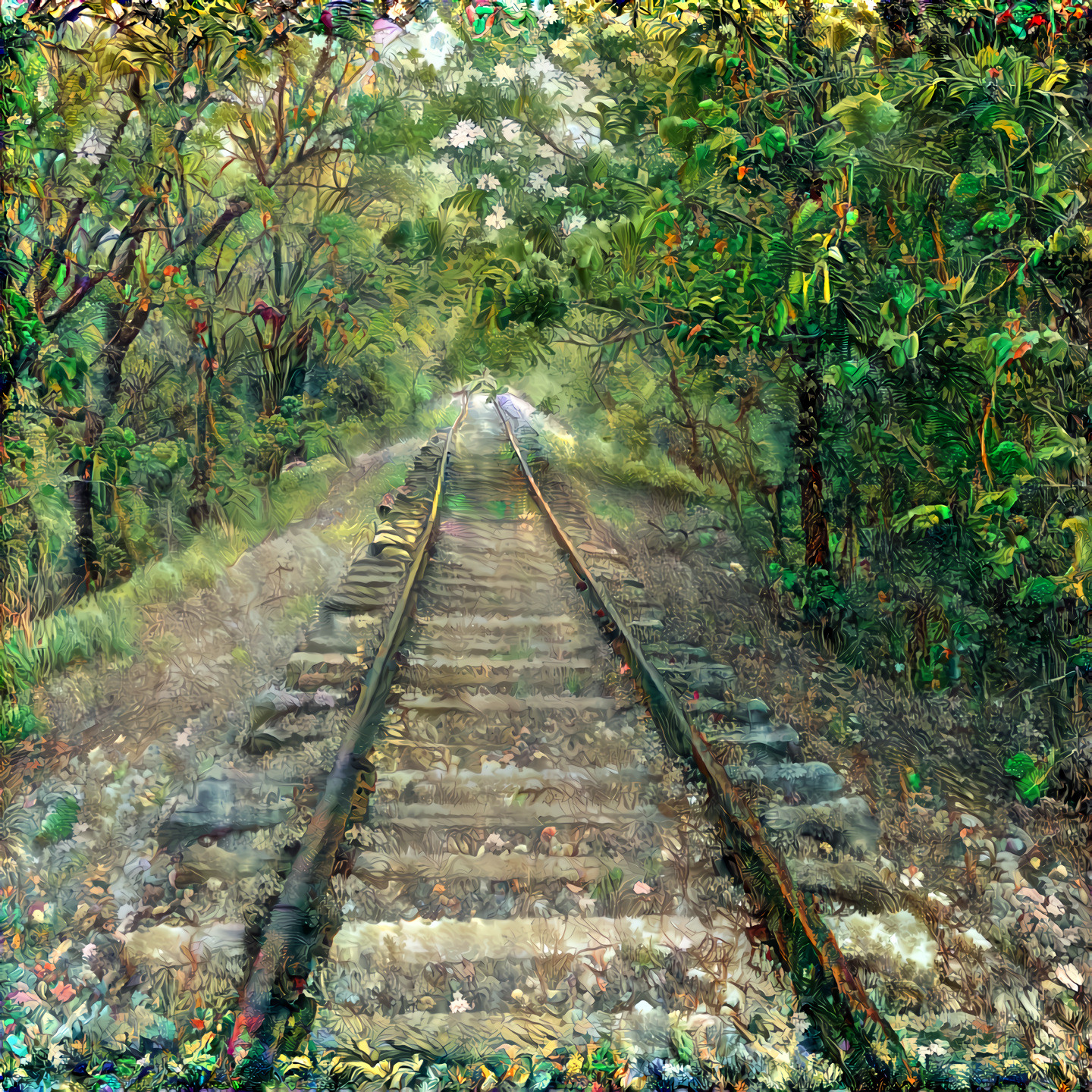 Idyllic forest rail