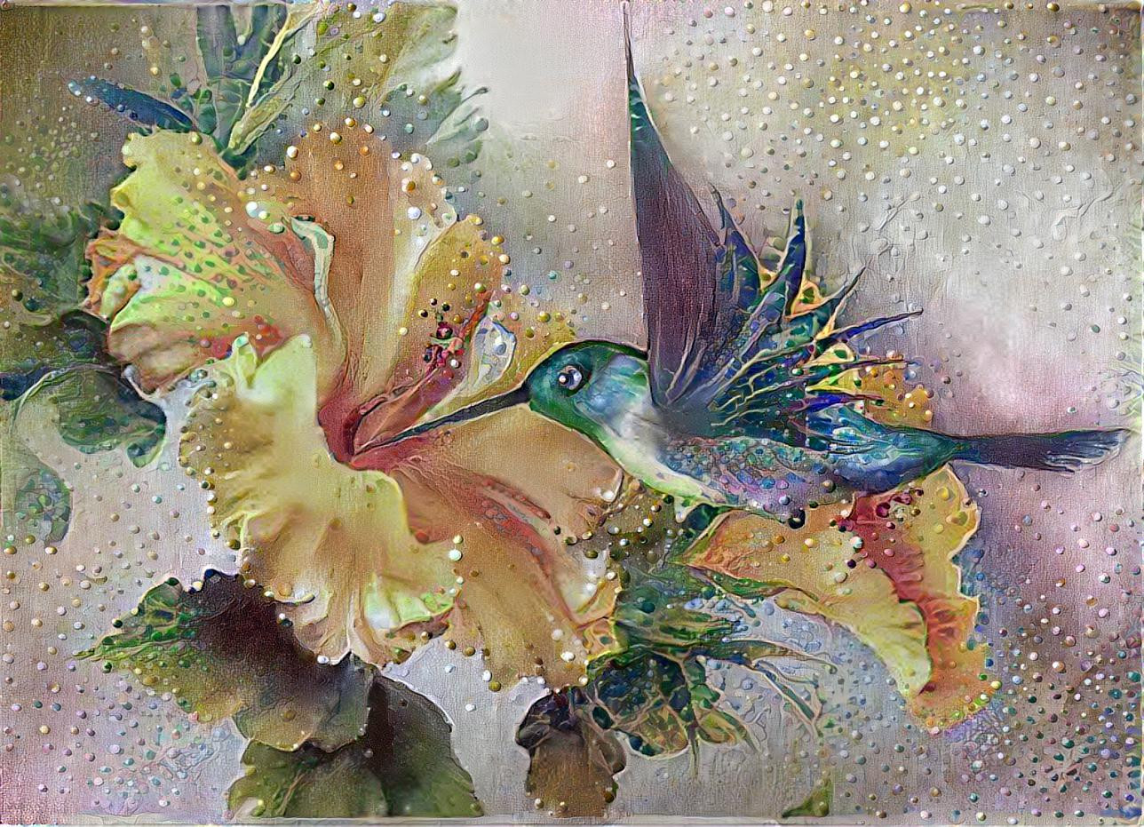 Hummingbird And Yellow Flower 