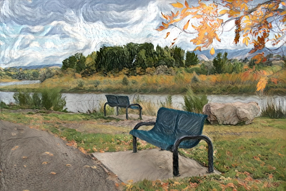 Autumn park ( Photo by Rheascope, Van Gogh style )