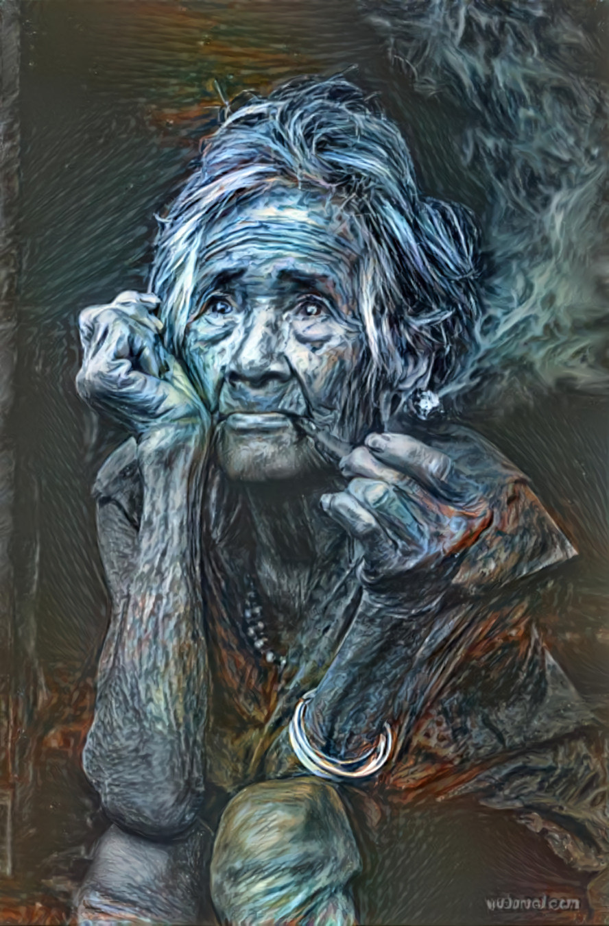 old lady smoking a pipe