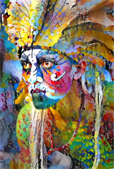 tribal head dress, painting