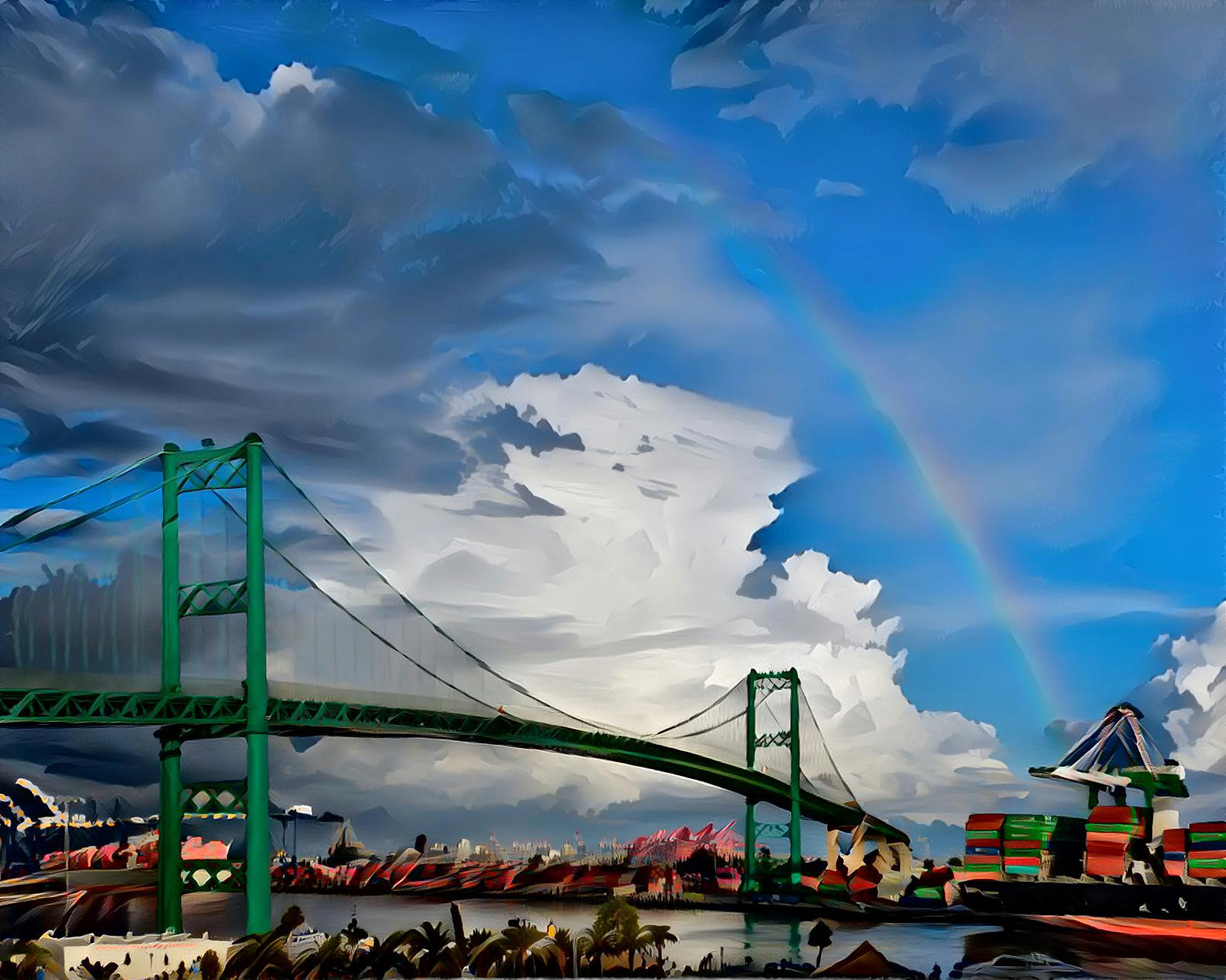 Long Beach Harbor Bridge and Rainbow