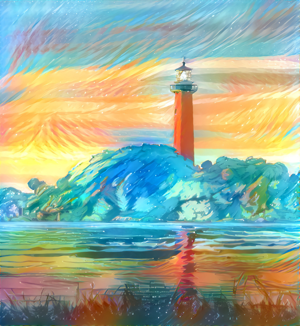 Painted Dusk Lighthouse - Tourism Poster Florida