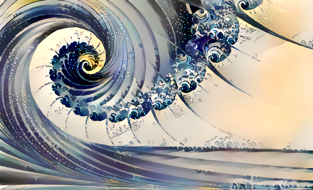 Tsunamai Unleashed (FractView rendering & Hokasai inspired style)
