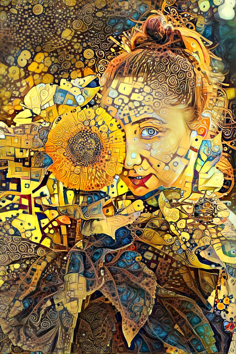 Girl and the Sunflower in Klimtovision [1.2MP]