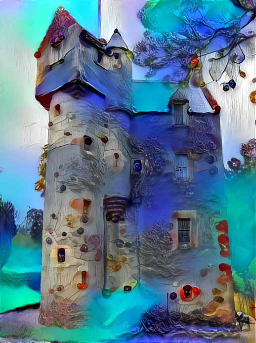 castle, blue, aqua, green, grey, 3d, retexture