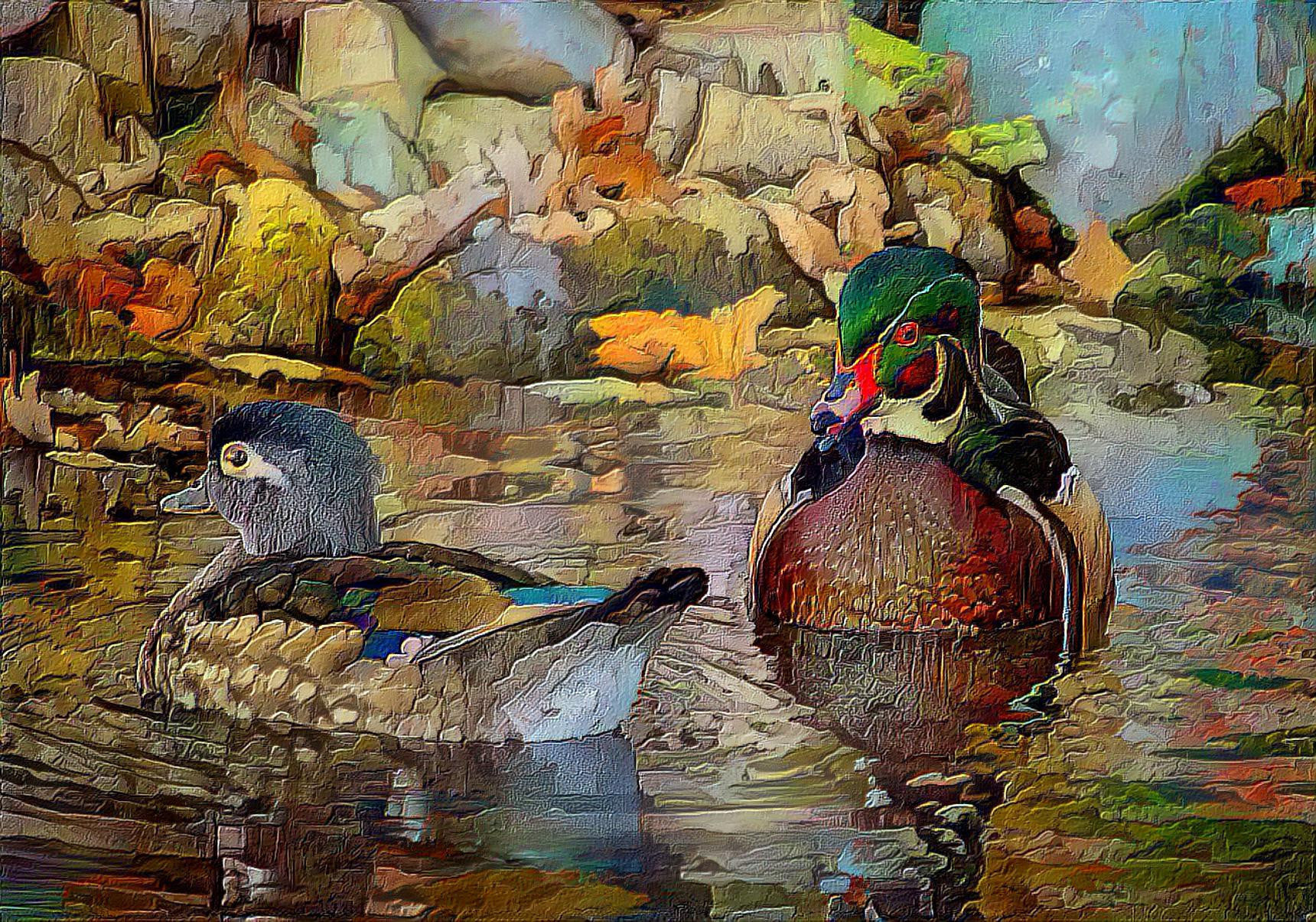 A Pair of Gorgeous Wood Ducks. Original photo by Jon Sailer on Unsplash.