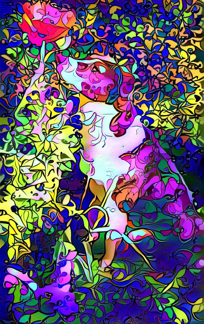 Psychedelic Pup Posed Perusing Poppy