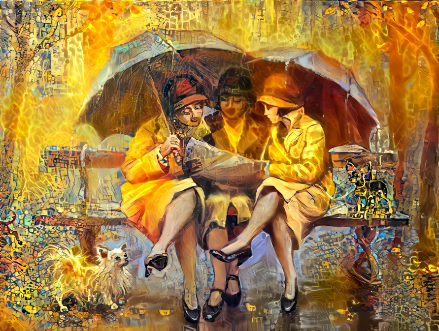 Three girls in the rain ( Три девушки под дождем )