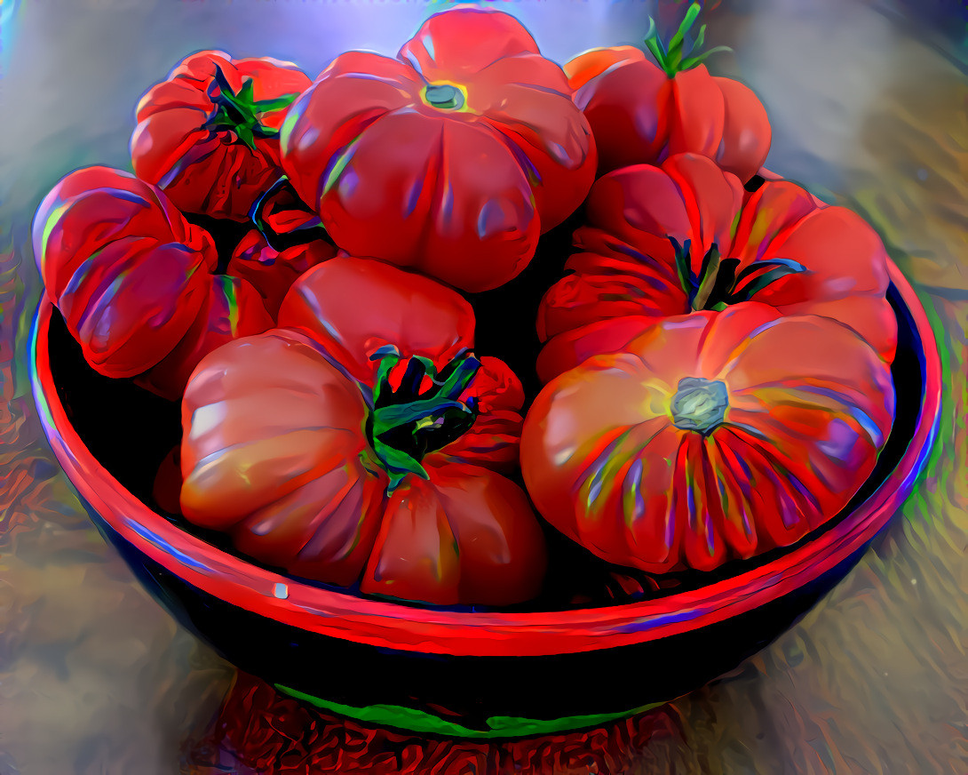 Tomatoes. Source photo my own. Gorgeous style by irene muehldorf.