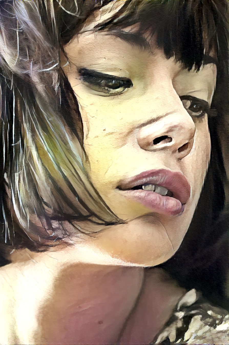 watercolor young woman portrait